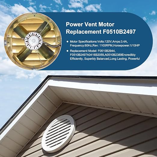 Criditpid Replacement F0510B2497 Lomanco Power Vent Attic Fan Motor & 58033 - Image 4
