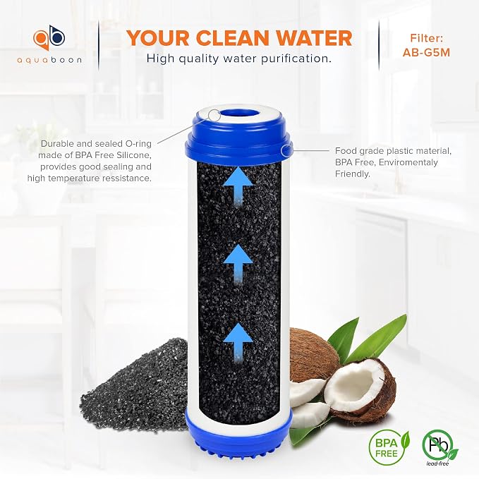 Aquaboon 5 Micron 10 x 2.5 Granular Activated Carbon Water Filter Cartridge GAC - Image 5