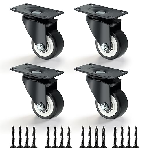 Alise Caster Wheels, 2.5" Swivel Caster Set of 4 Steel Core Rubber Heavy Duty by Alise
