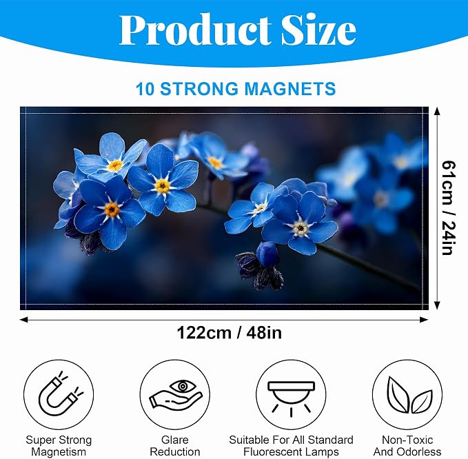 Fluorescent Light Covers-2 Pack 4 x 2 Feet Magnetic Ceiling Light Cover Room - Image 2