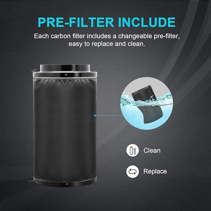 iPower 4" Air Carbon Filter for Inline Duct Fan, Intake and Exhaust Fans - Image 5