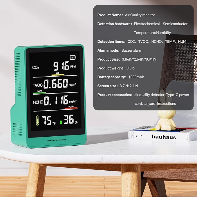 5-in-1 Professional Indoor Air Quality Monitor Indoor Portable CO2 Monitor | - Image 6