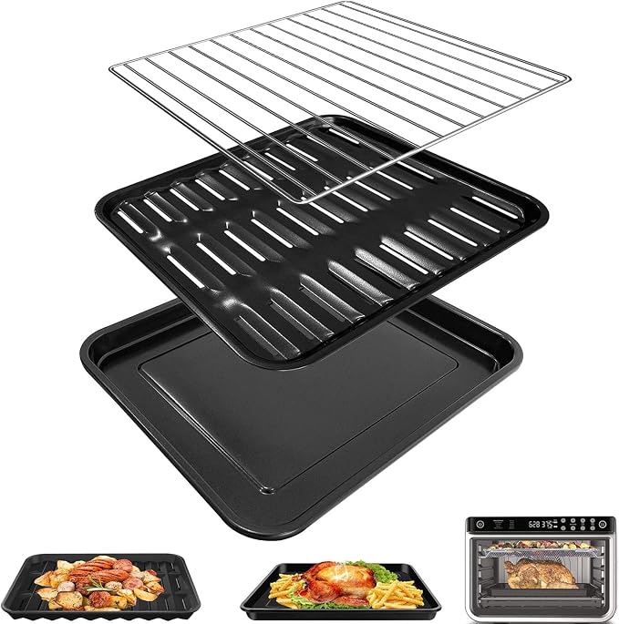 GCQ 3PCS Air Fryer Grill Pan Basket Wire Rack Set by GCQ