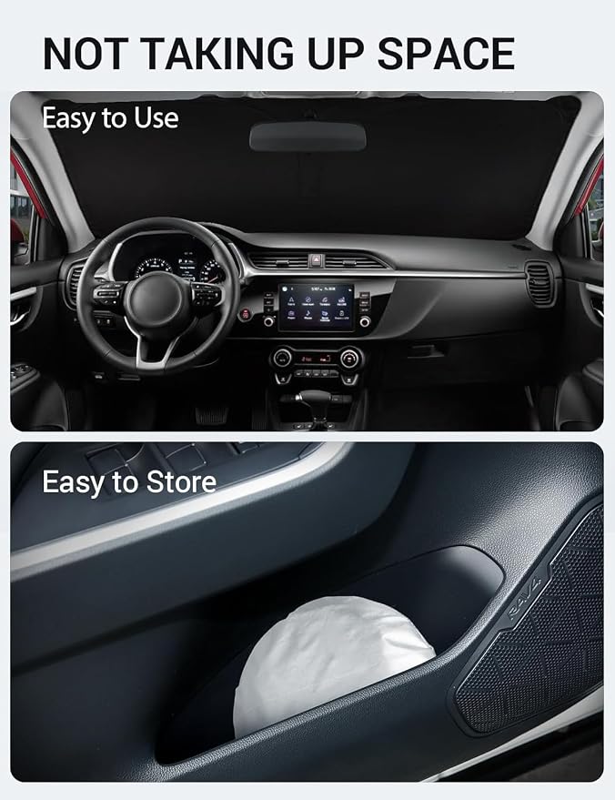 Proadsy 2026 Upgrade Windshield Sun Shade Custom Fit 2018-2023 Kia Rio Foldable - Image 9