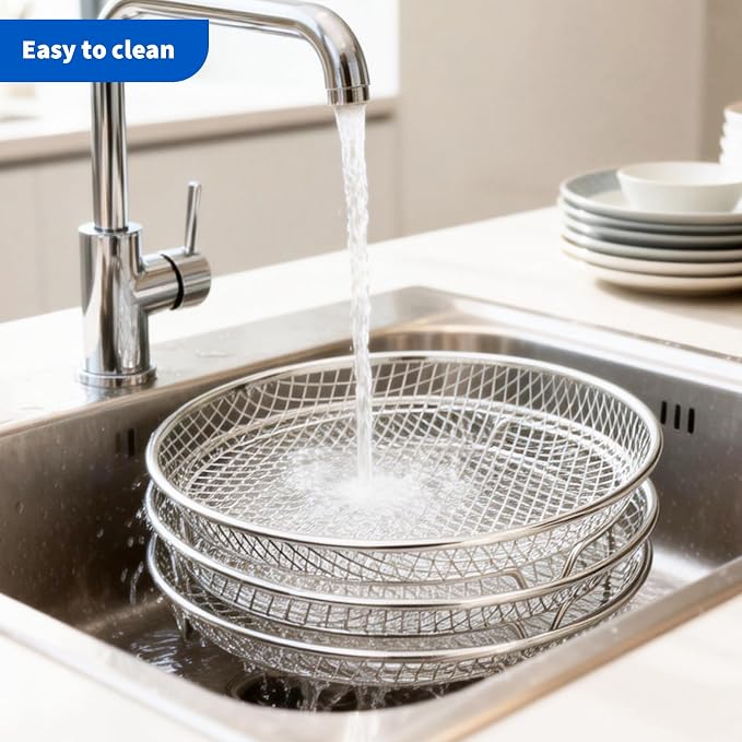 Air Fryer Rack Set of 3, Stackable Stainless Steel Air Fryer Basket Accessories - Image 5
