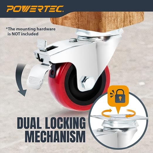 POWERTEC 2 Inch Swivel Caster Wheels Set of 4 - Image 7