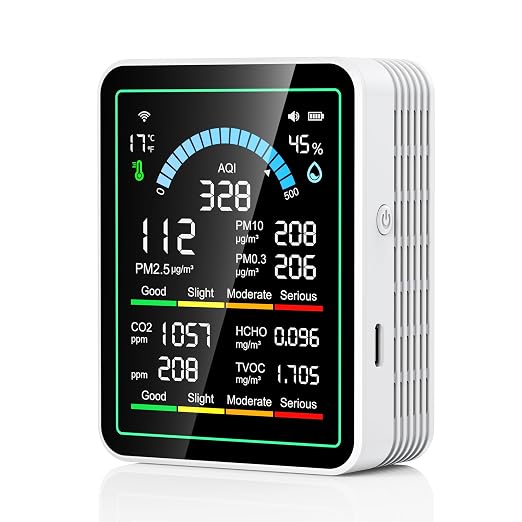 Air Quality Monitor Indoor, 10 in 1 Portable Smart Air Quality Tester by zemeollo