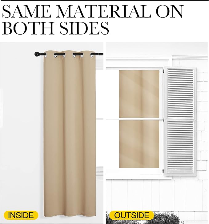 NICETOWN Room Darkening Draperies Window Curtain Panels, Thermal Insulated Grommet Room Darkening Curtains for Bedroom (Biscotti Beige, 2 Panels, W42 x L48 -inch)
