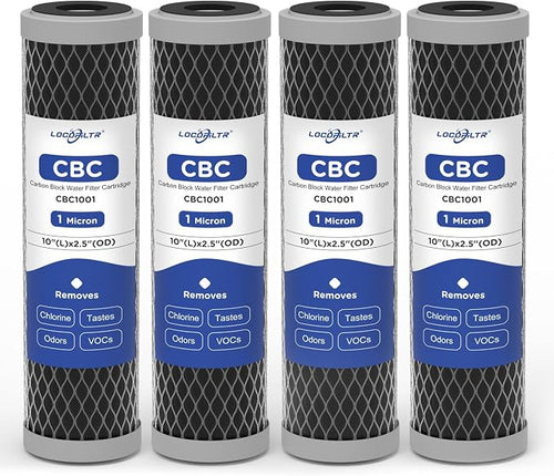 1 Micron 10" x 2.5" Whole House CTO Carbon Block Water Filter Cartridge by Locofiltr