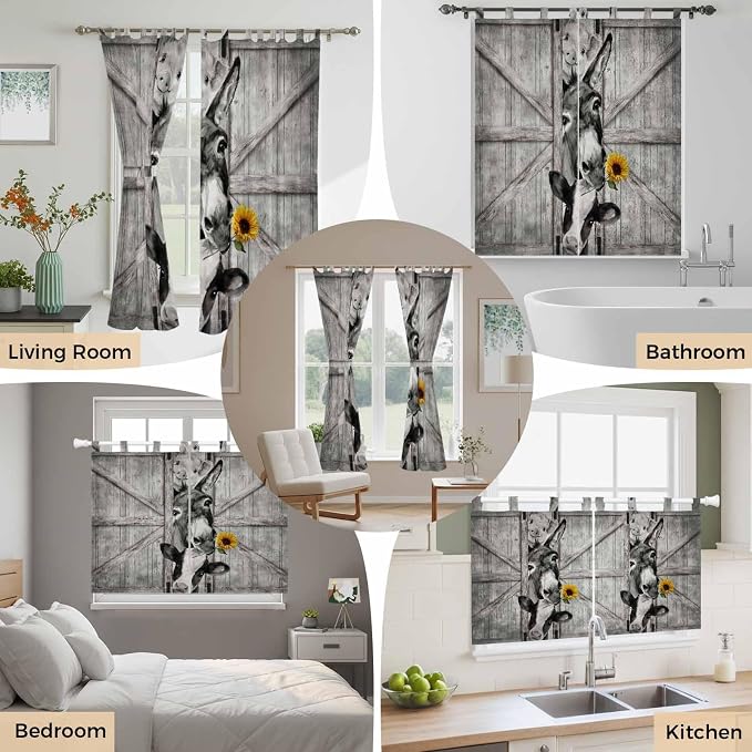 Funny Farm Animals Living Room Curtains 96 Inch Length, Window Curtains Tab Top - Image 7