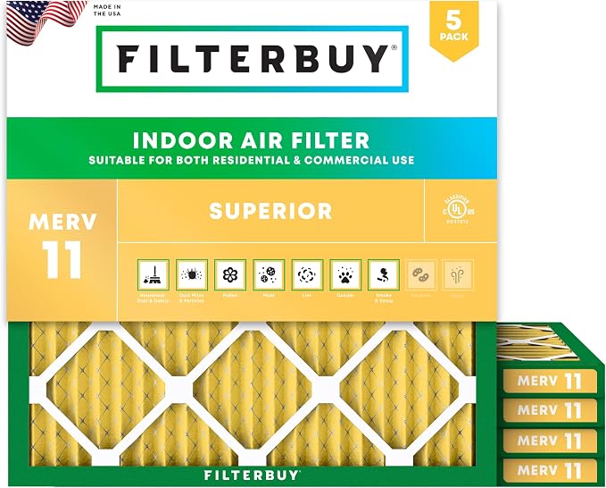 Filterbuy 19x19x1 Air Filter MERV 11 Superior Pet & Allergy Defense, by Filterbuy