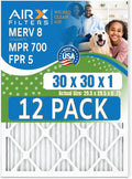 30x30x1 Air Filter MERV 8 Rating, 12 Pack of Furnace Filters Comparable to MPR by AIRXFILTERSWICKEDCLEANAIR
