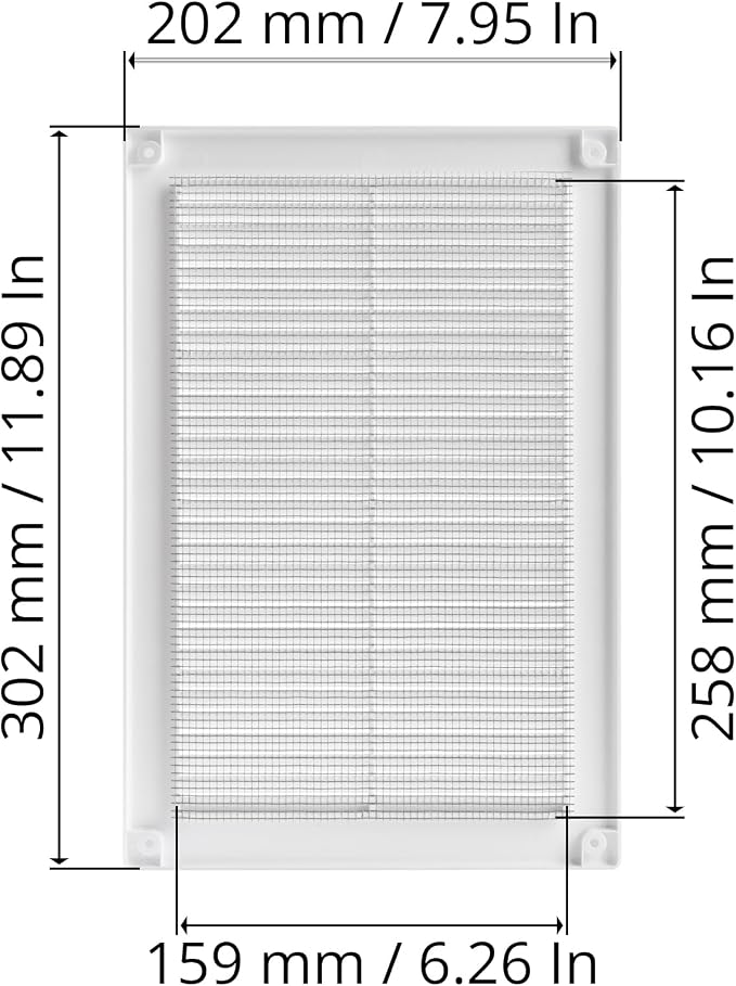 Awenta 6" x 10" Inch Rectangular Plastic White Ventilation Grille - Image 2