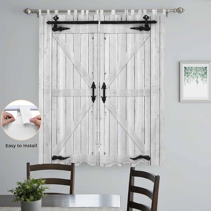 Farmhouse Wood Grain Living Room Curtains 96 Inch Length, Window Curtains Tab - Image 4