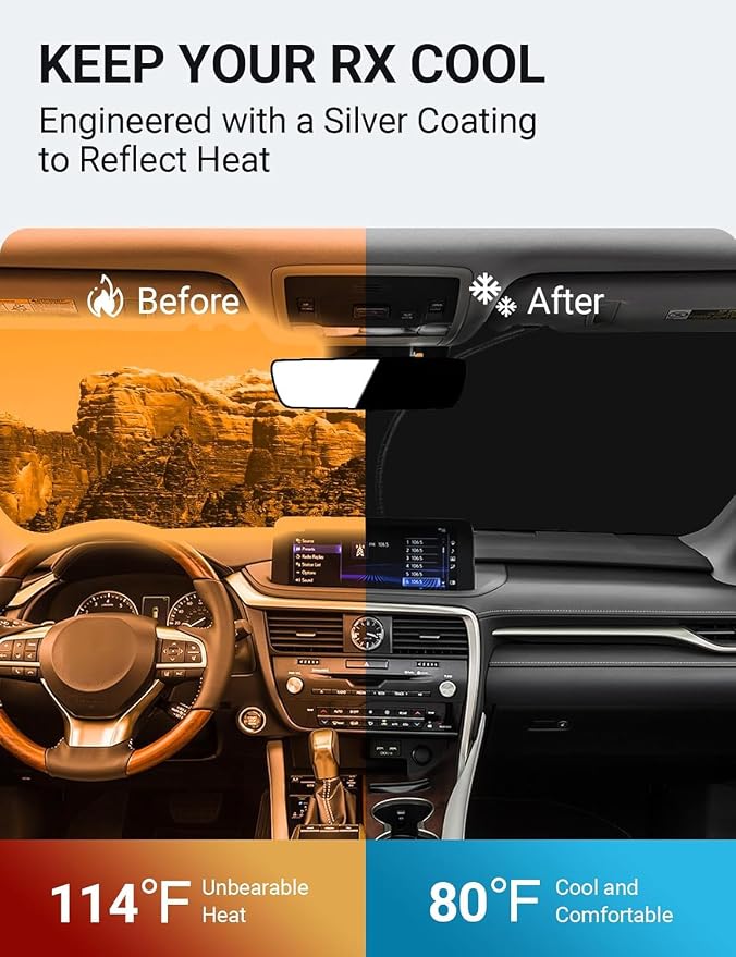 Proadsy 2026 Upgrade Front Windshield Sunshade Custom Fit 2016-2022 Lexus RX - Image 3
