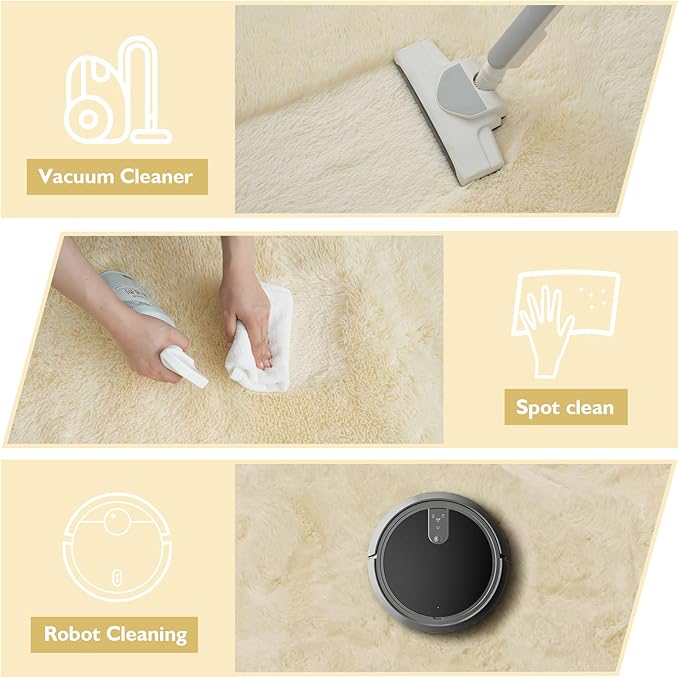 yulidayang Fluffy Round Area Rugs for Bedroom,Ivory 5'X5'Shag Circle Area Rugs for Girls Room,Non Slip Fuzzy Plush Rug for Kids Room Living Room and Dorm Home Rug