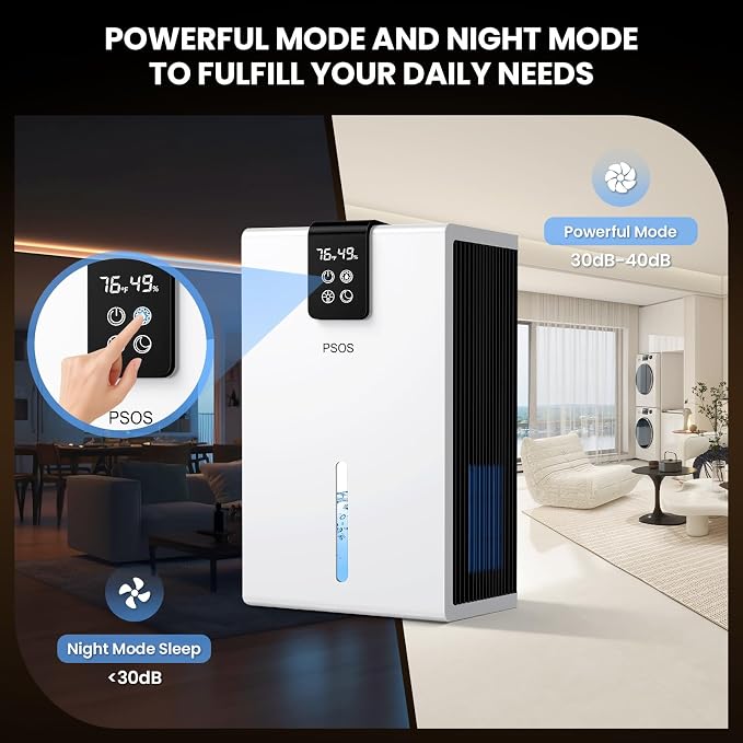 Dehumidifier, Dehumidifiers for Home, 98 OZ Water Tank, Quiet Dehumidifier for - Image 7