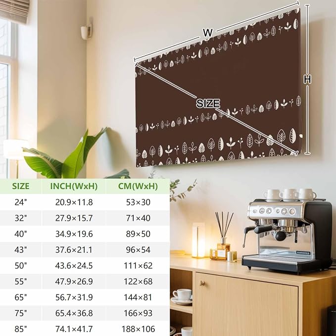 Rustic Botanical Herb on Brown Indoor TV Cover, Elastic TV Screen Protector - Image 3
