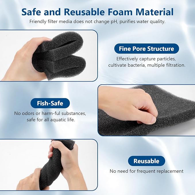 hygger Aquarium Sponge Filter Pad, Filter Media Foam Sponges, Cut-to-Size Open - Image 3