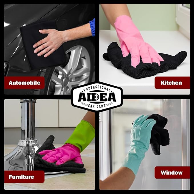 AIDEA Microfiber Cleaning Cloth Black 10PK, Microfiber Towels - Image 5