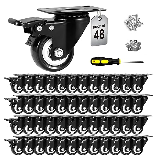 2" Caster Wheels Set of 48, Heavy Duty by ASHGOOB