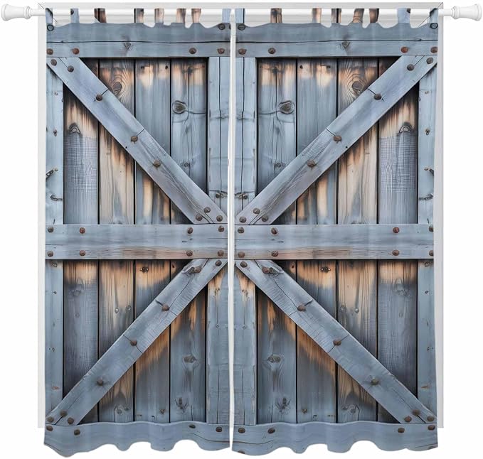 Farmhouse Wood Grain Living Room Curtains 96 Inch Length, Window Curtains Tab by Unknown