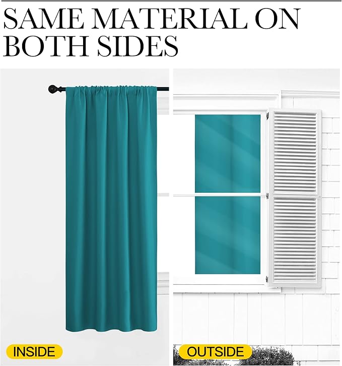 NICETOWN RV Blackout Curtains for Camper Windows, Peacock Blue, 29" Wide by 40" Long, 2 PCs, Short Blackout Curtains & Drapes, Thermal Insulated Blackout Curtain Panels for Kids Room, Play Room