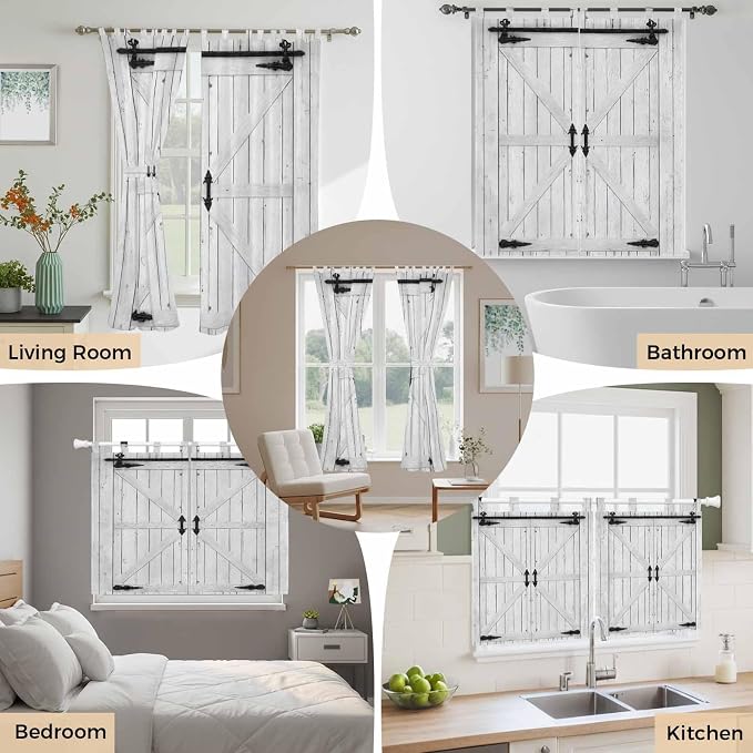 Farmhouse Wood Grain Living Room Curtains 84 Inch Length, Window Curtains Tab - Image 7