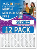 20x20x2 Air Filter MERV 13 Rating, 12 Pack of Furnace Filters Comparable to MPR by AIRXFILTERSWICKEDCLEANAIR