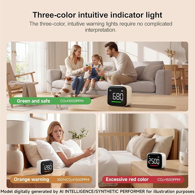 ATuMan CO2 Detector, Indoor Air Quality Monitor, NDIR Sensor | Temperature & - Image 4