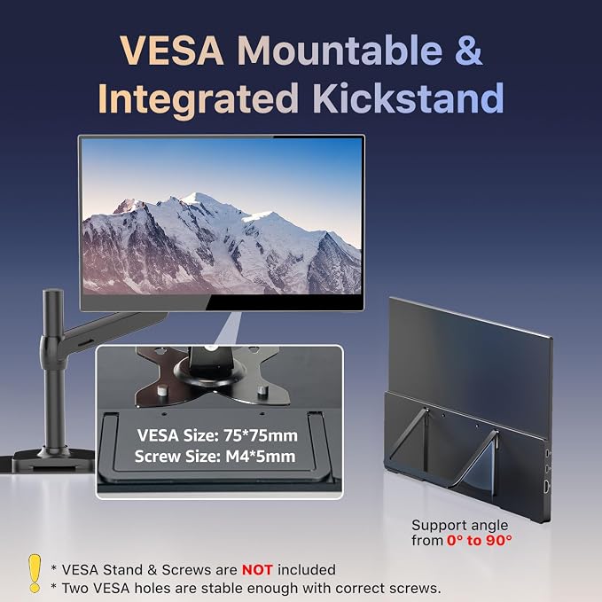 kksmart Portable Monitor for Laptop MacBook Surface PC Xbox PS5, Travel Monitor - Image 8