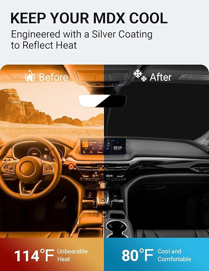 Proadsy Windshield Sun Shade for Acura MDX 2022-2025 2026 4-Layer Foldable - Image 2