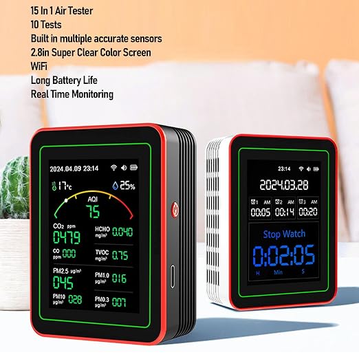 Eujgoov ZN MT29 15 in 1 WiFi Air Quality Monitor, CO2 TVOC HCHO PM2.5 PM10 - Image 6