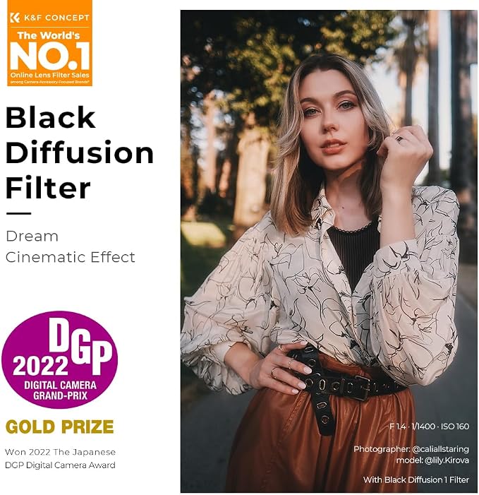 K&F CONCEPT 77mm Black Diffusion 1/2 Filter Mist Cinematic Effect Lens Filter - Image 2