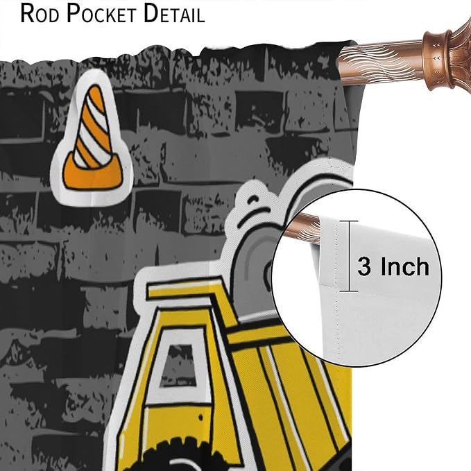 Kids Construction Excavator Window Curtains - Image 6