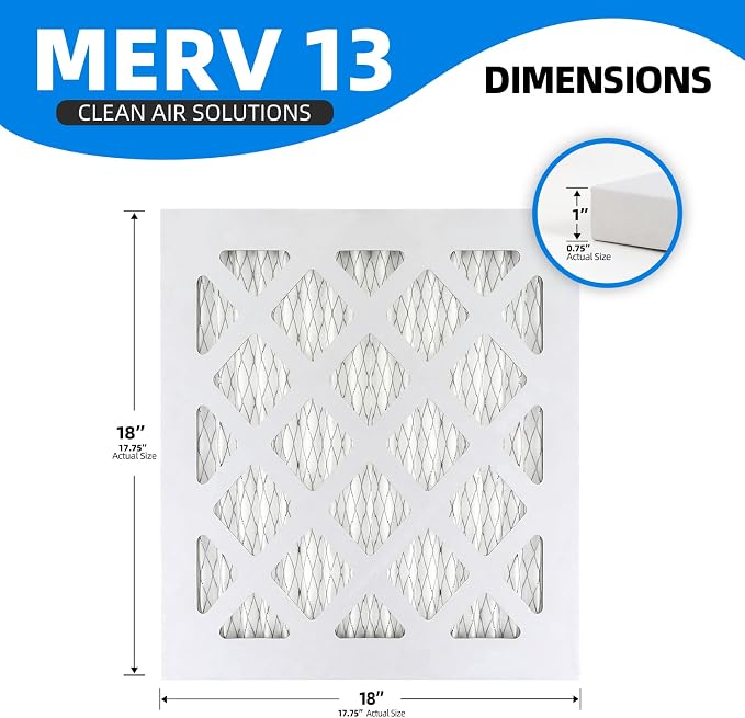 18x18x1 Furnace Air Filters, MPR 1900 & FPR 10, MERV 13 Pleated Air Filter - Image 3