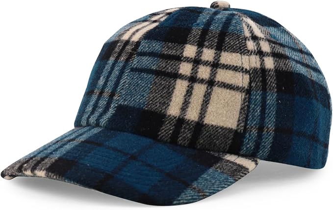 Trendy Apparel Shop Plaid Checker Wool Blend Unstructured Baseball Cap by TrendyApparel