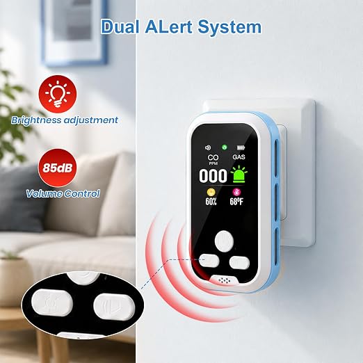 2 Pack Air Quality Detectors Plug in Wall Design, Upgraded 5 in 1 HD Screen - Image 2