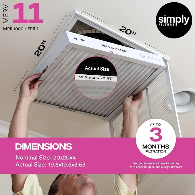 Simply 20x20x4 Air Filter, MERV 11, 4 Pack, Furnace Air Filter - Image 3
