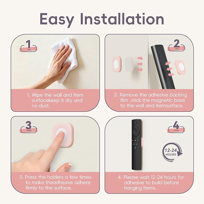 Magnetic Remote Control Holder Wall Mount Self-Adhesive, 6 Pack Upgraded - Image 5