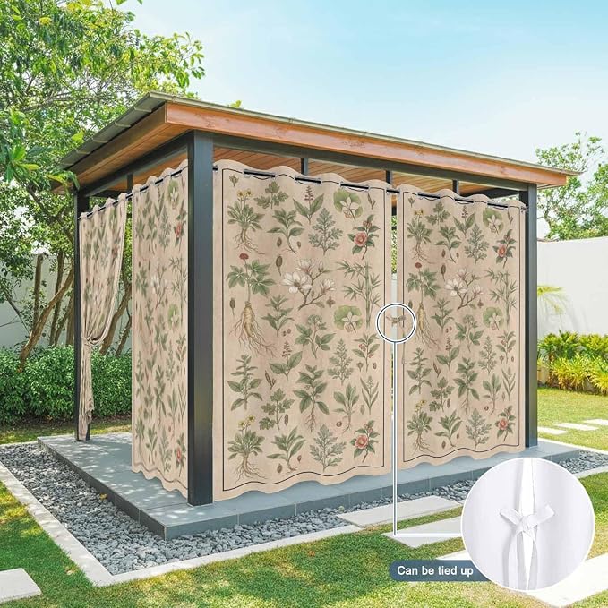 Vintage Outdoor Curtains for Patio Grass Herbal Botanical Garden Plants - Image 7