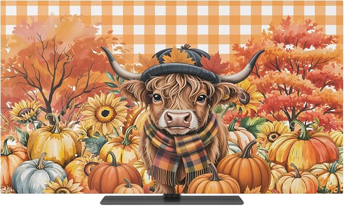 Scottish Highland Cow Indoor TV Cover, Elastic TV Screen Protector Country by Unknown