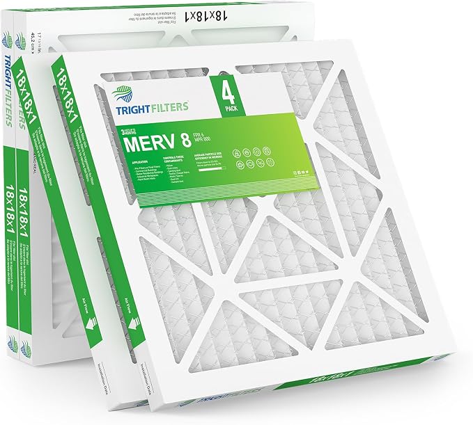 18x18x1 Air Filter 4 Pack, Durable MERV 8 Pleated Home HVAC AC Furnace Filters - Image 8