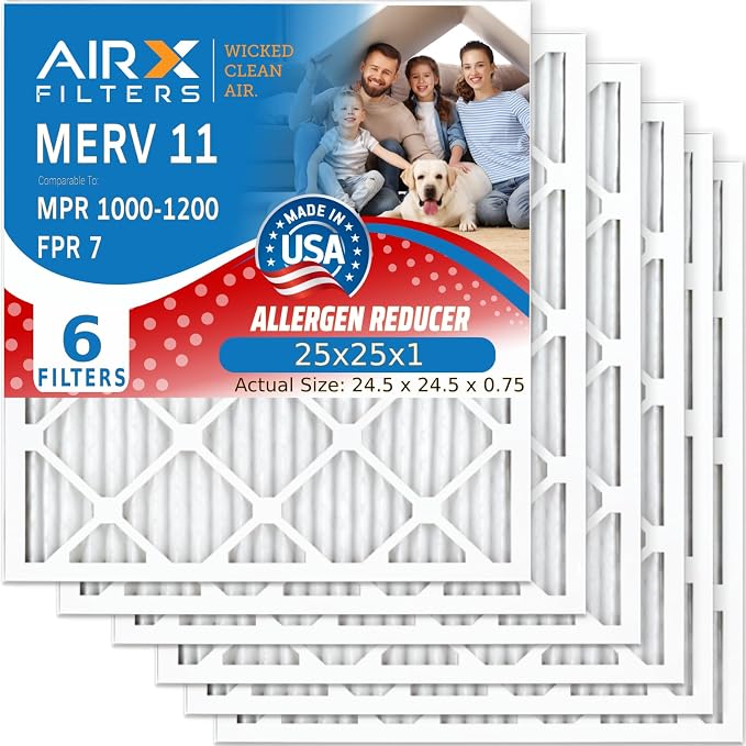 AIRX FILTERS WICKED CLEAN AIR. 25x25x1 Air Filter MERV 11 Electrostatic Pleated by AIRXFILTERSWICKEDCLEANAIR