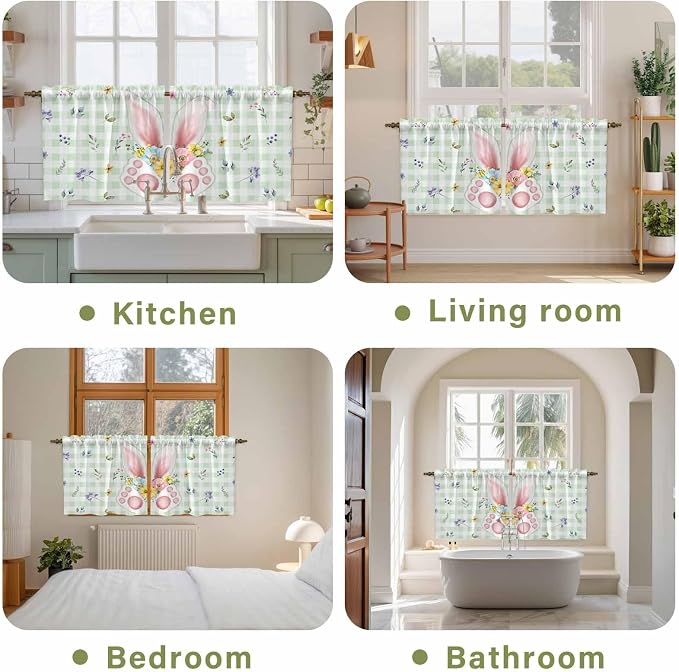 Easter Kitchen Tier Curtains 24 Inch Long 2 Panel Set, Rod Pocket Cafe Small - Image 8