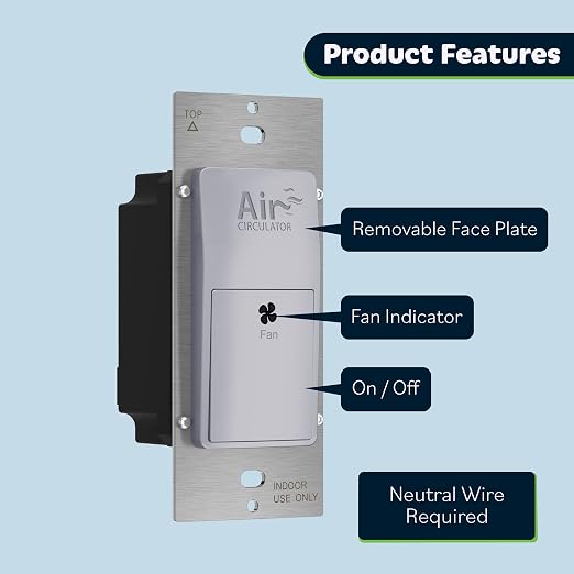 TOPGREENER Air Circulator Timer Switch, Neutral Wire Required, Hourly Fresh Air - Image 2
