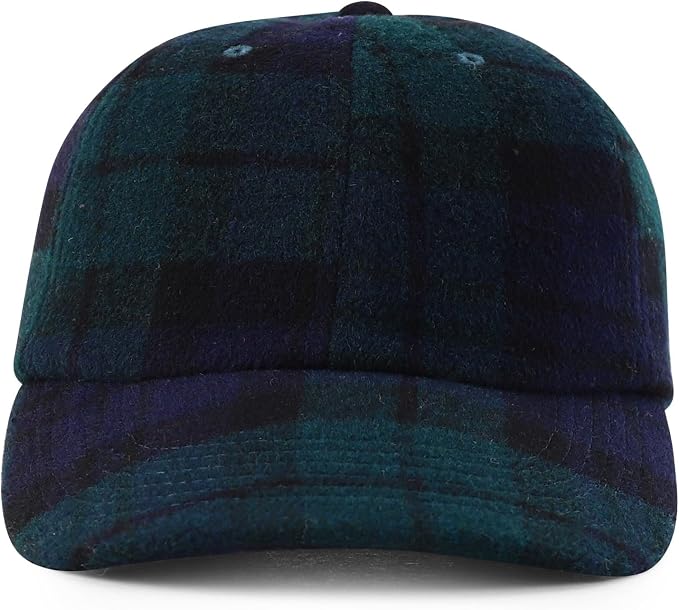 Trendy Apparel Shop Plaid Checker Wool Blend Unstructured Baseball Cap - Image 2