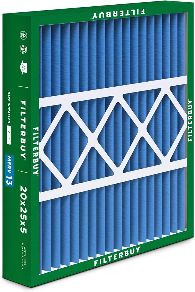Filterbuy 20x25x5 Air Filter MERV 13 Optimal Smoke & Allergy Defense, Pleated - Image 8
