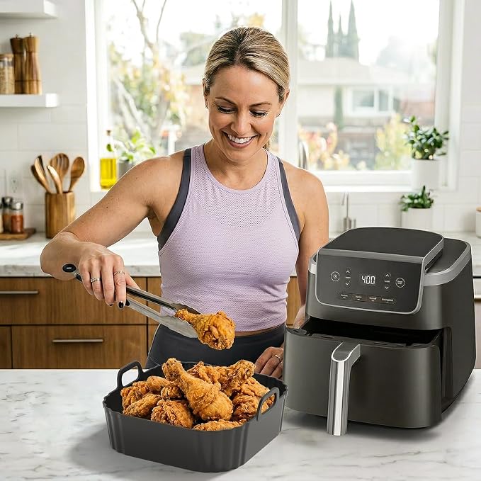 Square Silicone Air Fryer Liners 2 Pack, 8.5 Inch Reusable Air Fryer Liners - Image 6