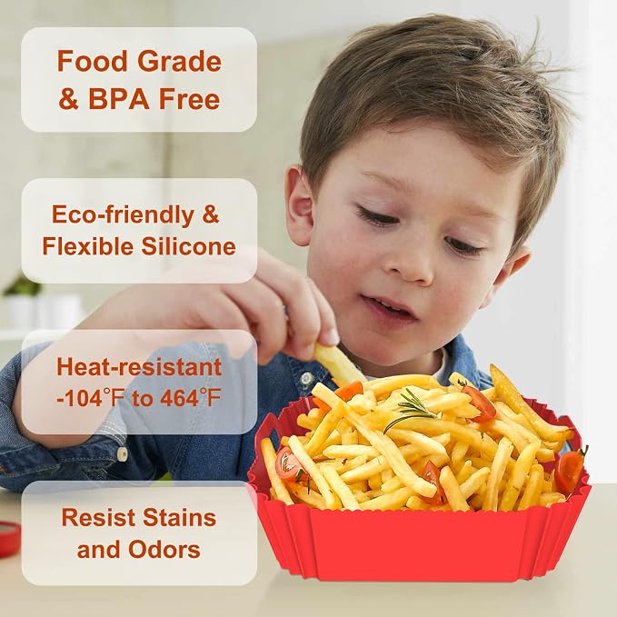 2 Pack Silicone Air Fryer Liners Reusable, 7.1 Inch Airfryer Liners 4-7 QT - Image 4